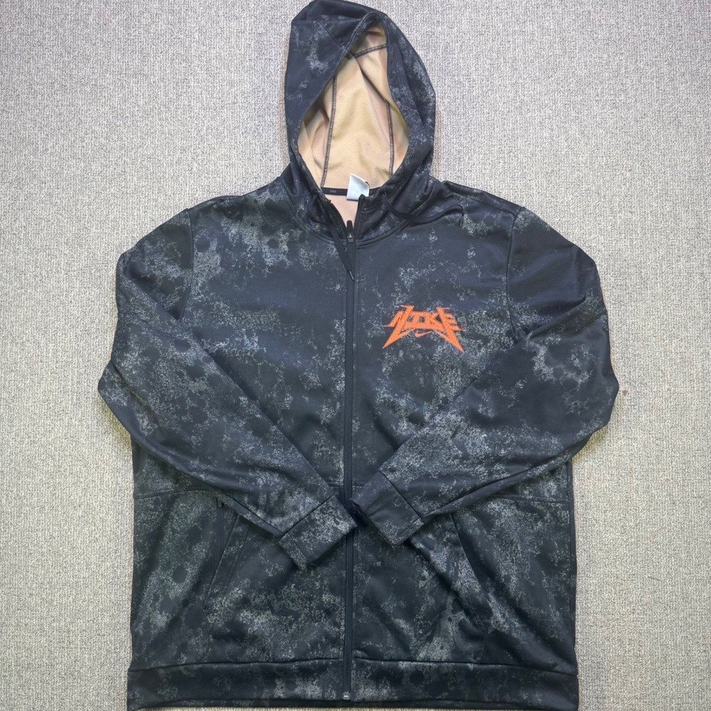 Nike Therma-Fit Full Zip Hoodie Mens XXL Black Gray Acid Wash Orange Heavy Metal